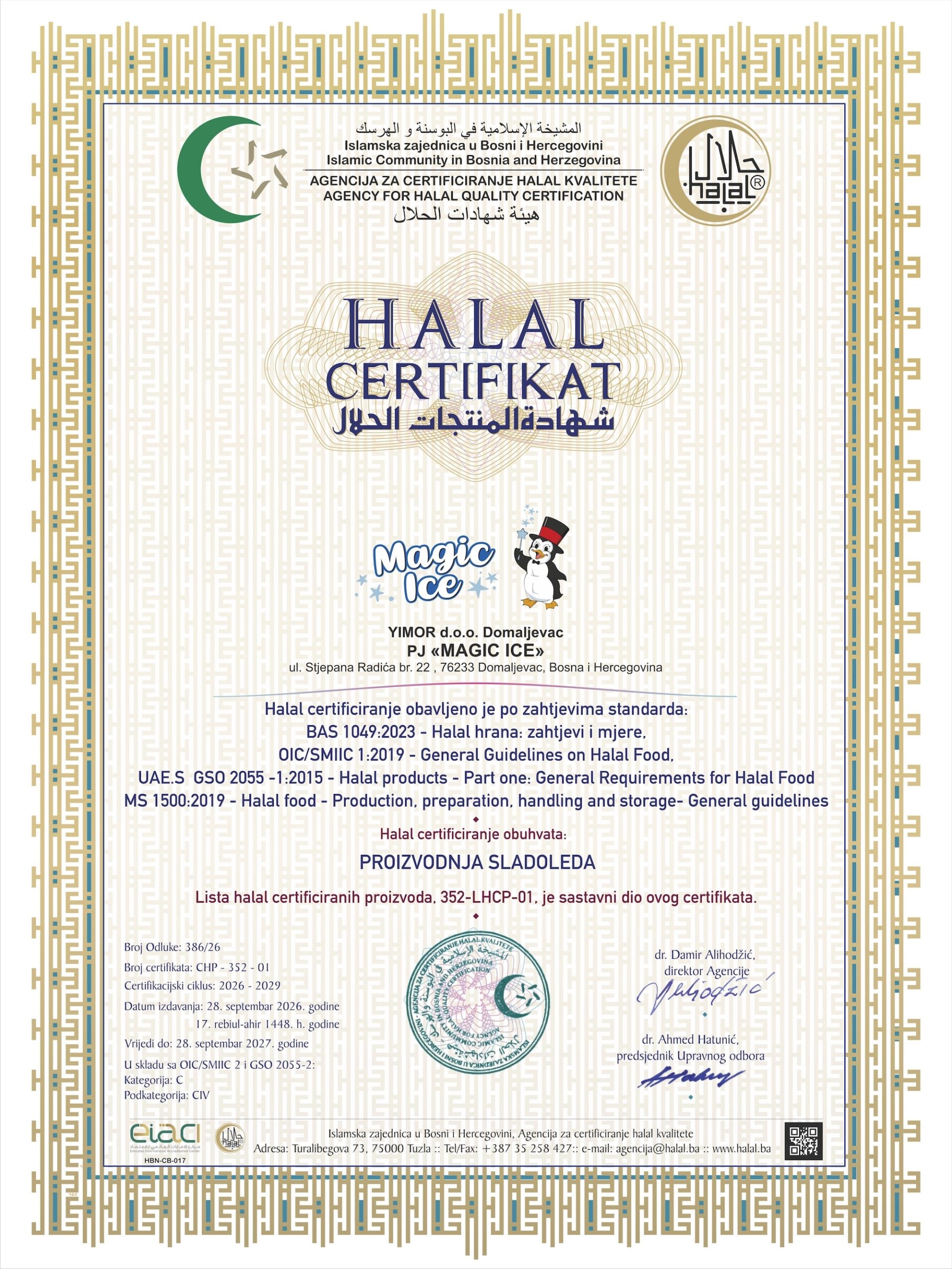 352 Certifikati CHP MAGIC ICE